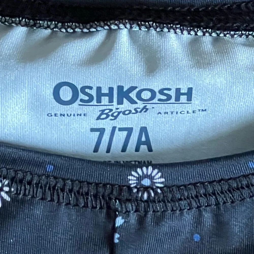 OshKosh B'gosh Black Long-Sleeve Top with Blue Floral Print